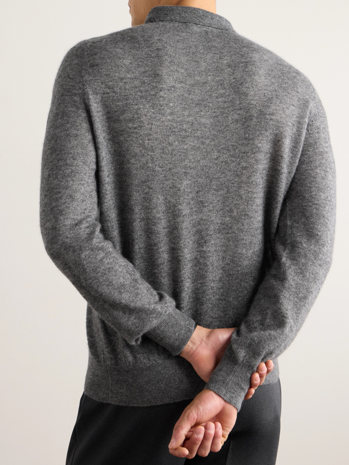 Loro Piana Camino Brushed Cashmere And Silk-blend Polo Shirt In Gray