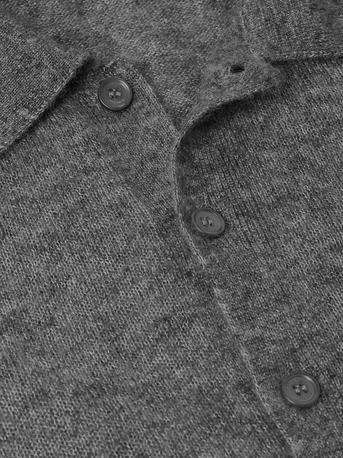 Loro Piana Camino Brushed Cashmere And Silk-blend Polo Shirt In Gray