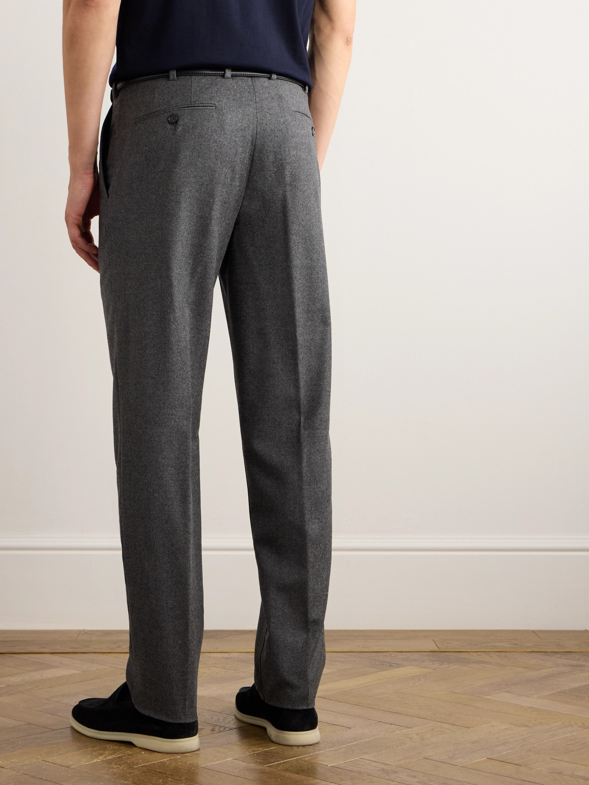 Loro Piana Carlo Straight-leg Wool And Cashmere-blend Flannel Trousers In Gray