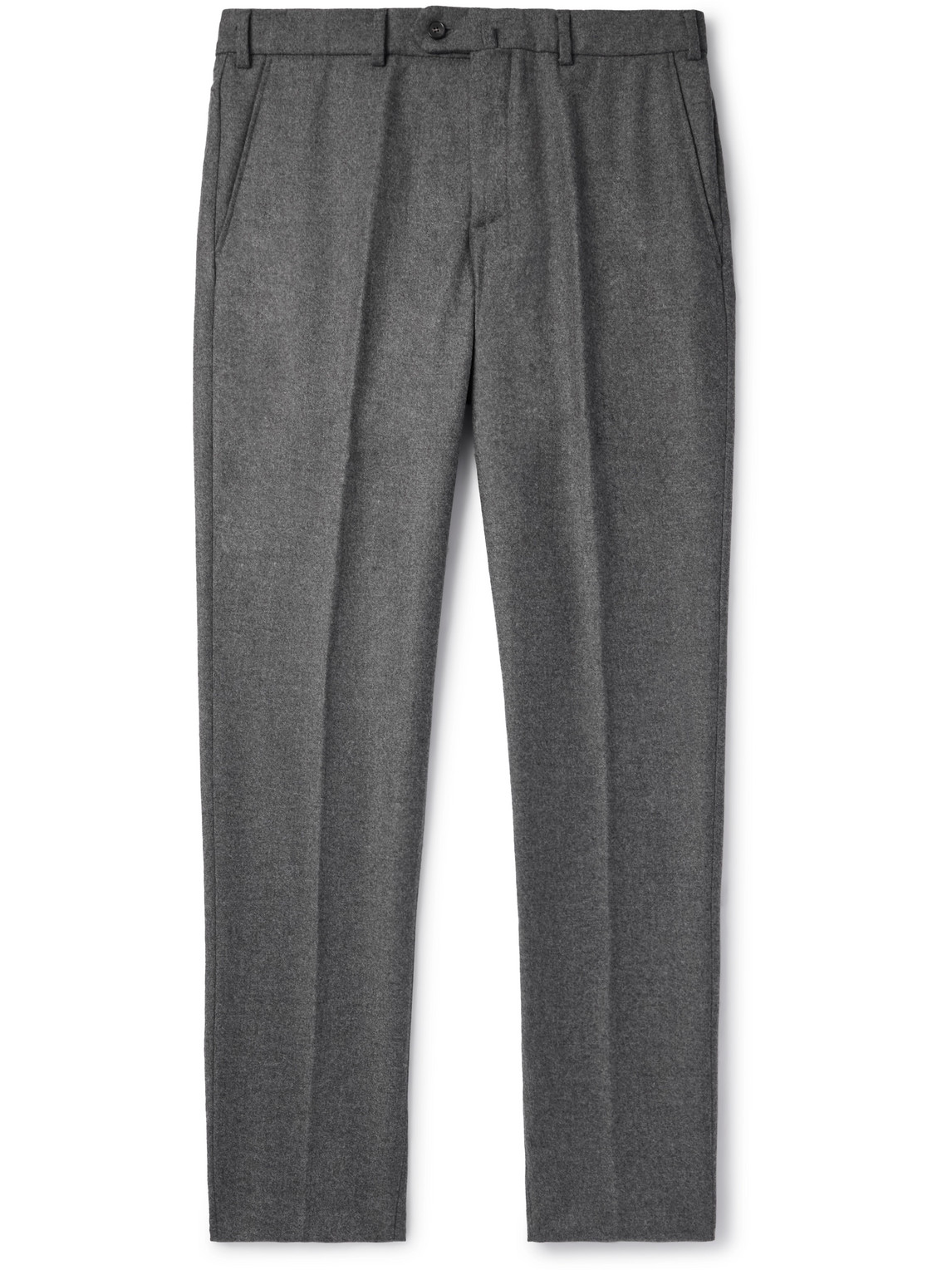 Loro Piana Carlo Straight-leg Wool And Cashmere-blend Flannel Trousers In Gray
