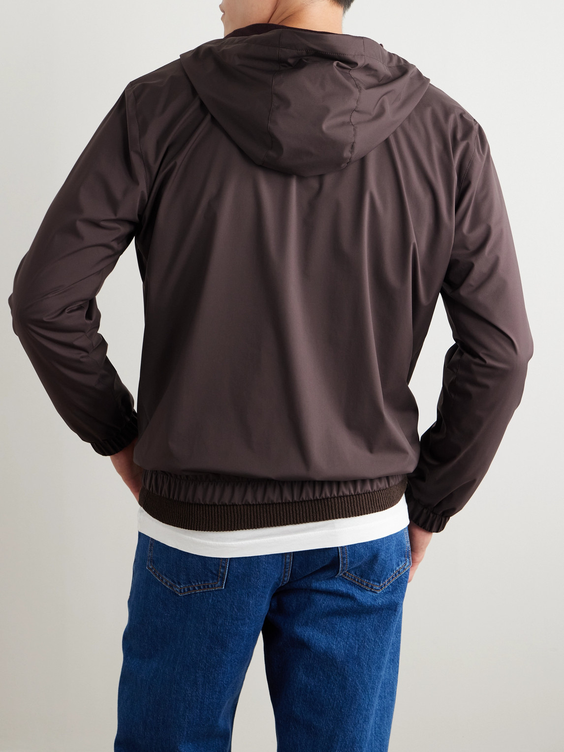 Loro Piana Reversible Storm System® And Cashmere Zip-up Hooded Jacket In Brown