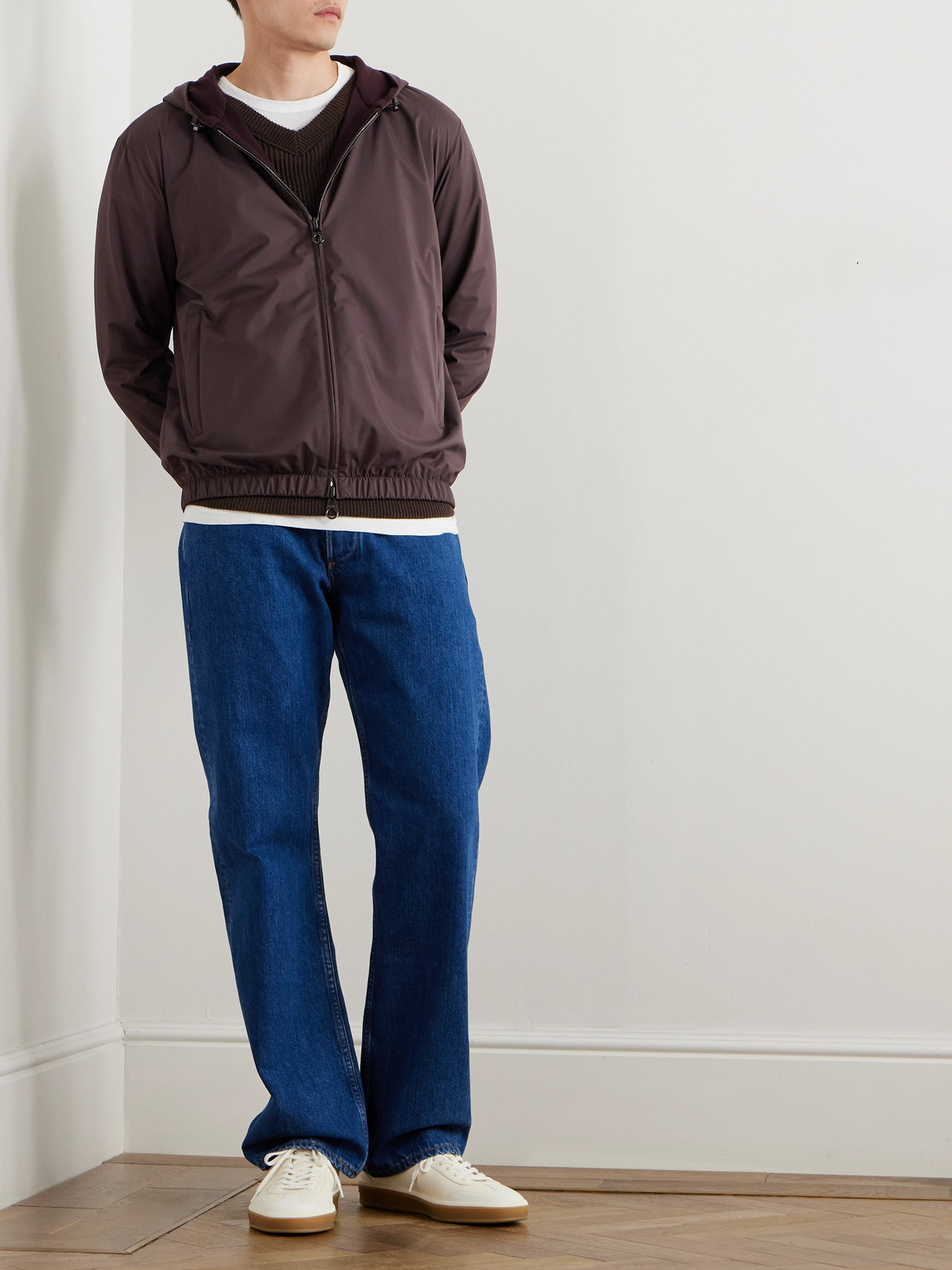 Loro Piana Reversible Storm System® And Cashmere Zip-up Hooded Jacket In Brown