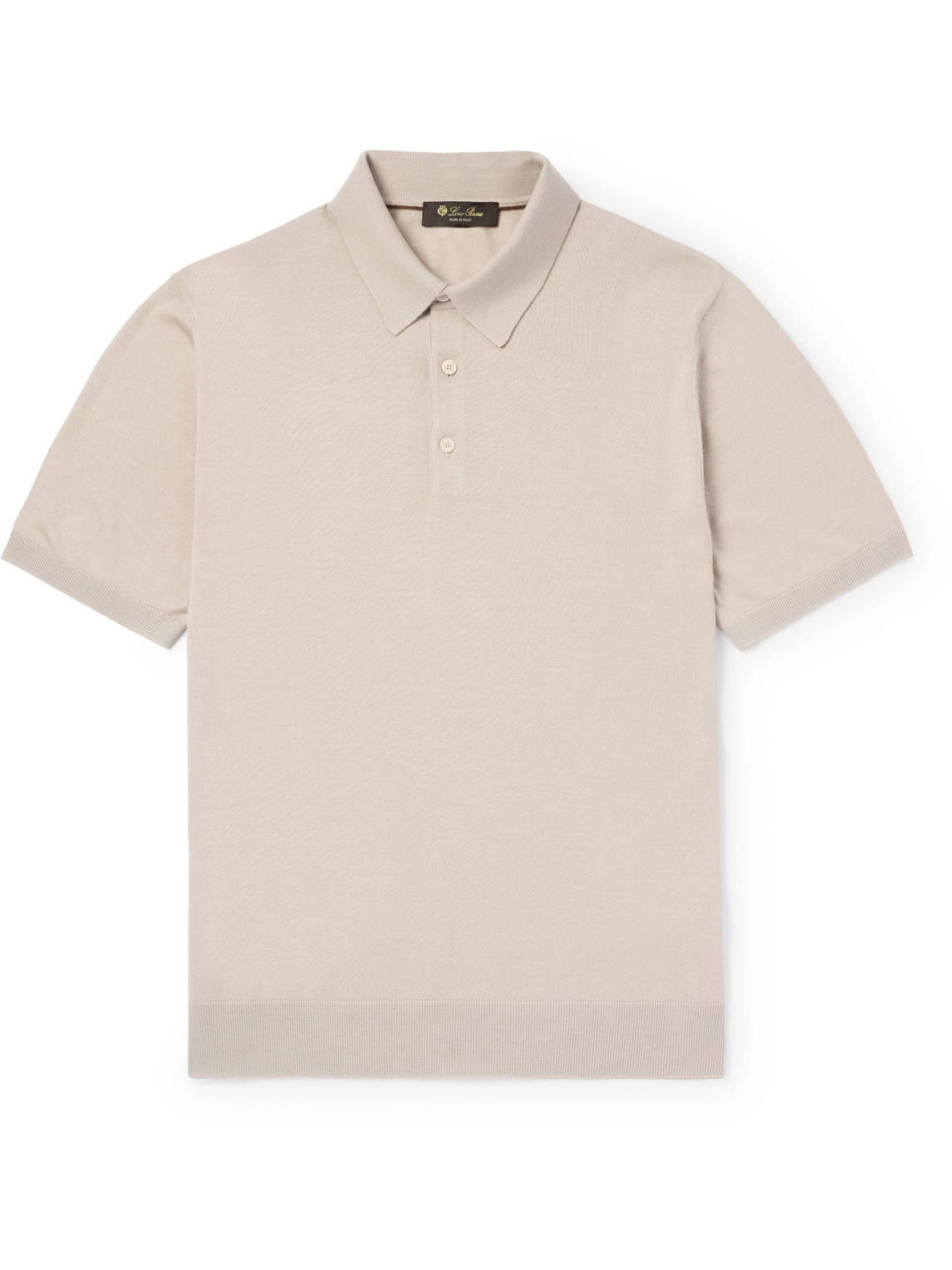 Loro Piana Slim-fit Wool, Silk And Cashmere-blend Polo Shirt In Neutrals