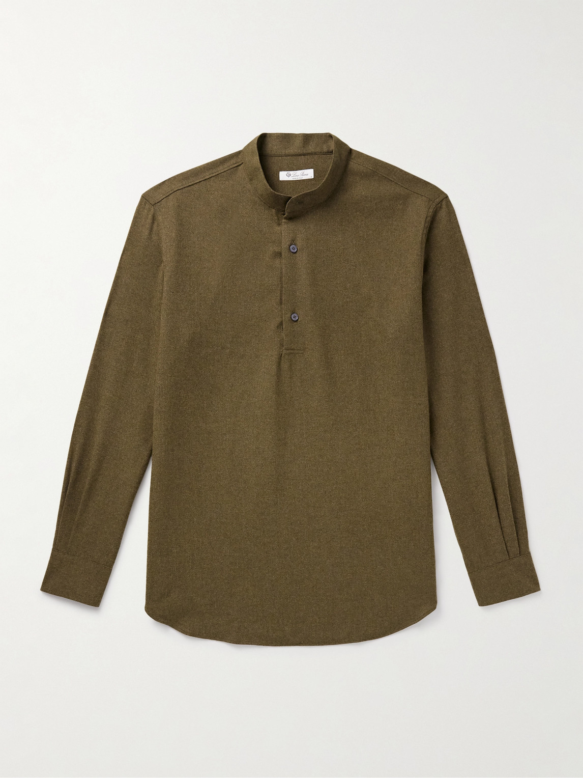 Loro Piana Elia Grandad-Collar Virgin Wool and Cashmere-Blend Shirten