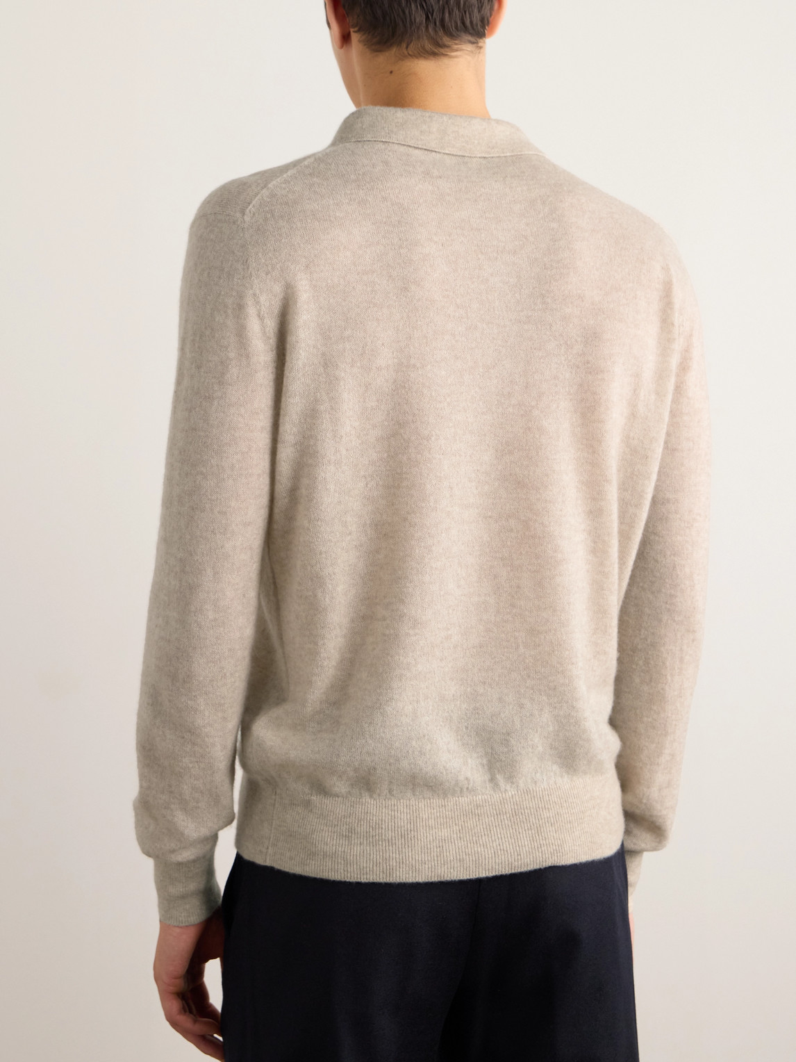 Loro Piana Camino Brushed Cashmere And Silk-blend Polo Shirt In Neutrals