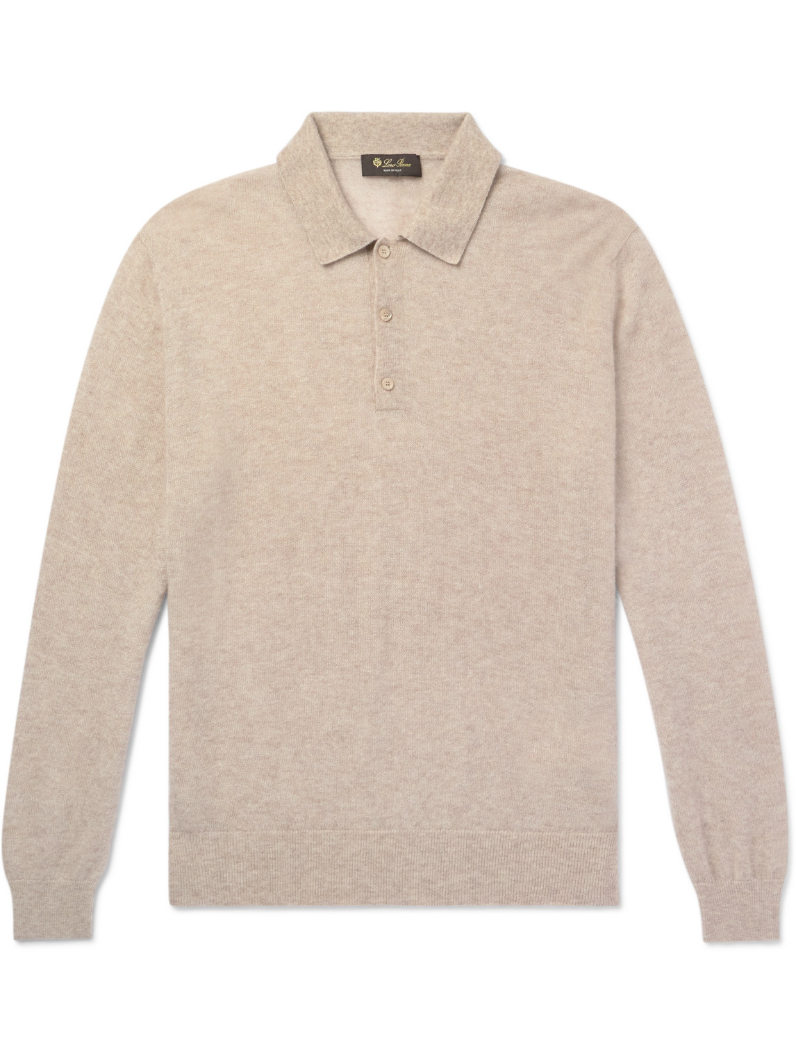 Loro Piana Camino Brushed Cashmere And Silk-blend Polo Shirt In Neutrals
