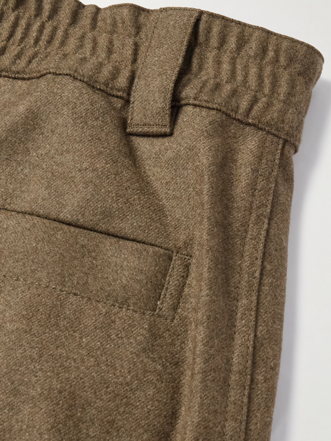 Loro Piana Reinga Straight-leg Pleated Wool And Cashmere-blend Flannel Trousers In Green