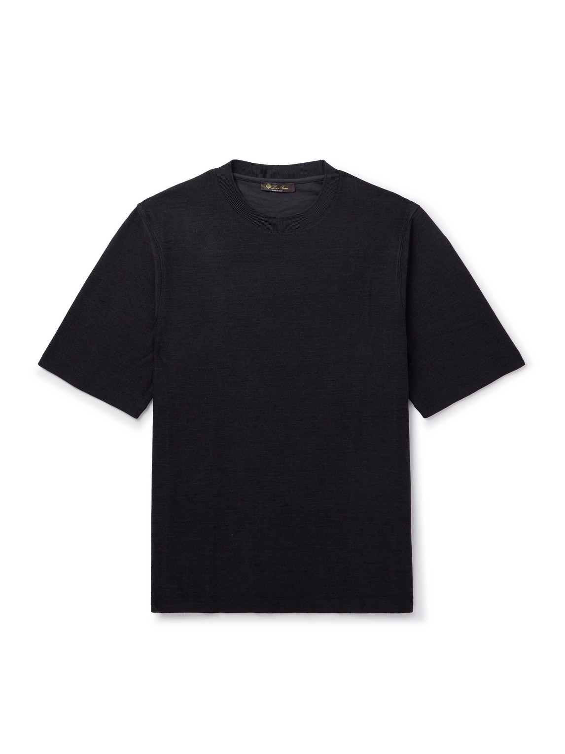 Loro Piana Quarna Oversized Knitted Silk, Cotton And Linen-blend T-shirt In Blue