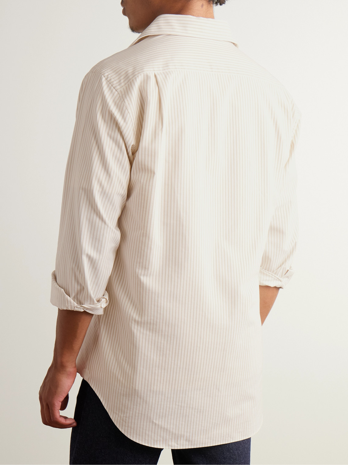 Loro Piana Andre Striped Silk And Cotton-blend Twill Shirt In Neutrals