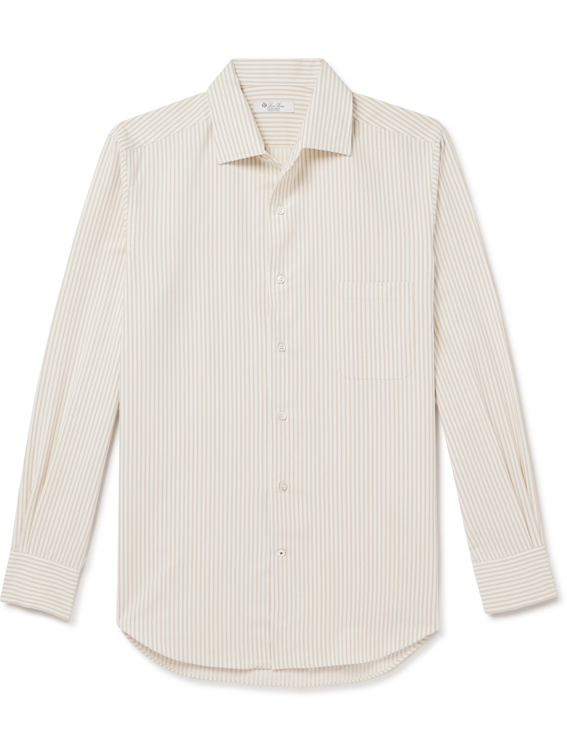 Loro Piana Andre Striped Silk And Cotton-blend Twill Shirt In Neutrals
