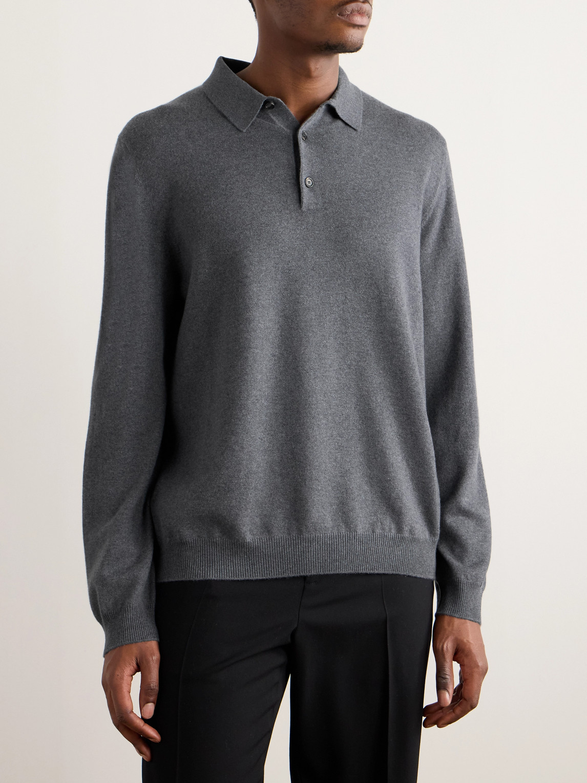 Loro Piana Arona Baby Cashmere Polo Shirt In Gray