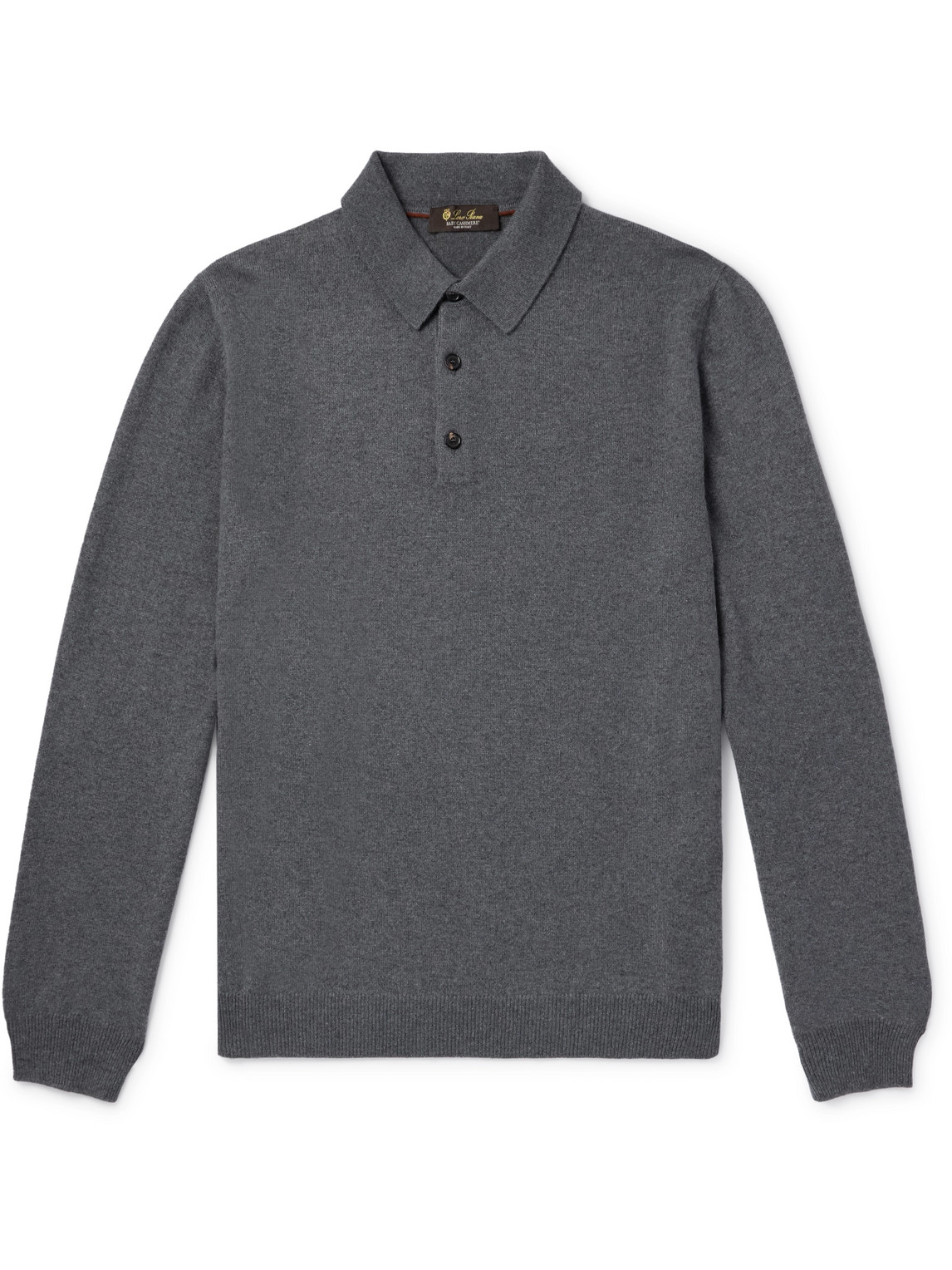 Loro Piana Arona Baby Cashmere Polo Shirt In Grey