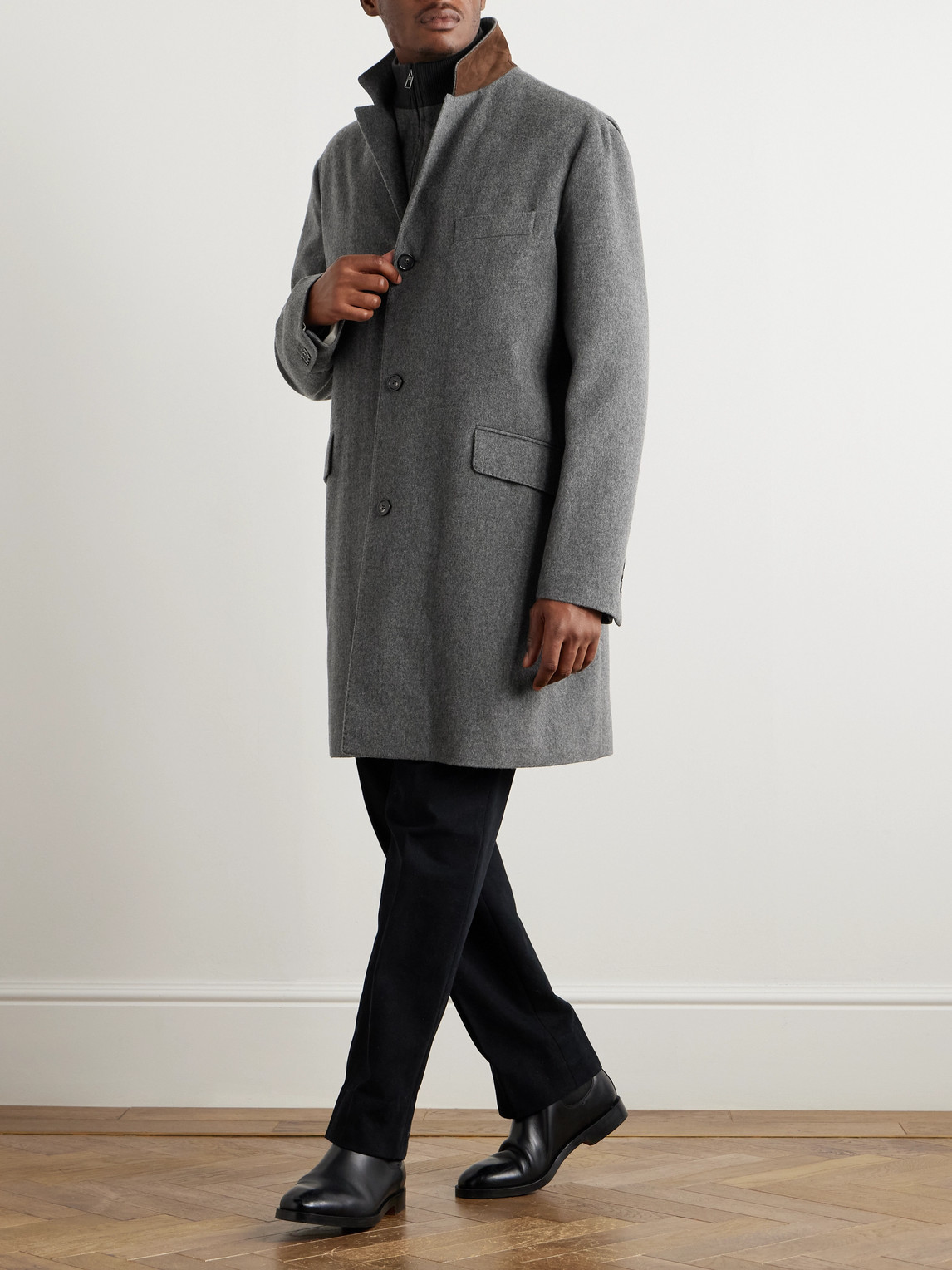 Loro Piana John Cashmere And Linen-blend Coat In Gray