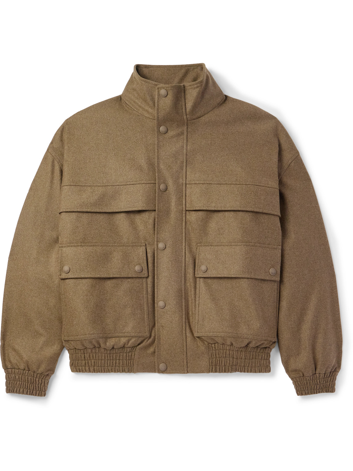 Loro Piana Tristar Wool And Cashmere-blend Flannel Bomber Jacket In Green