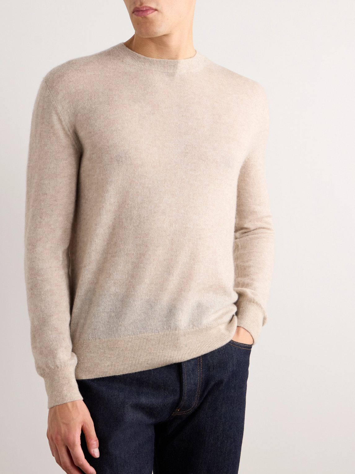 Loro Piana Brushed Cashmere And Silk-blend Sweater In Neutrals