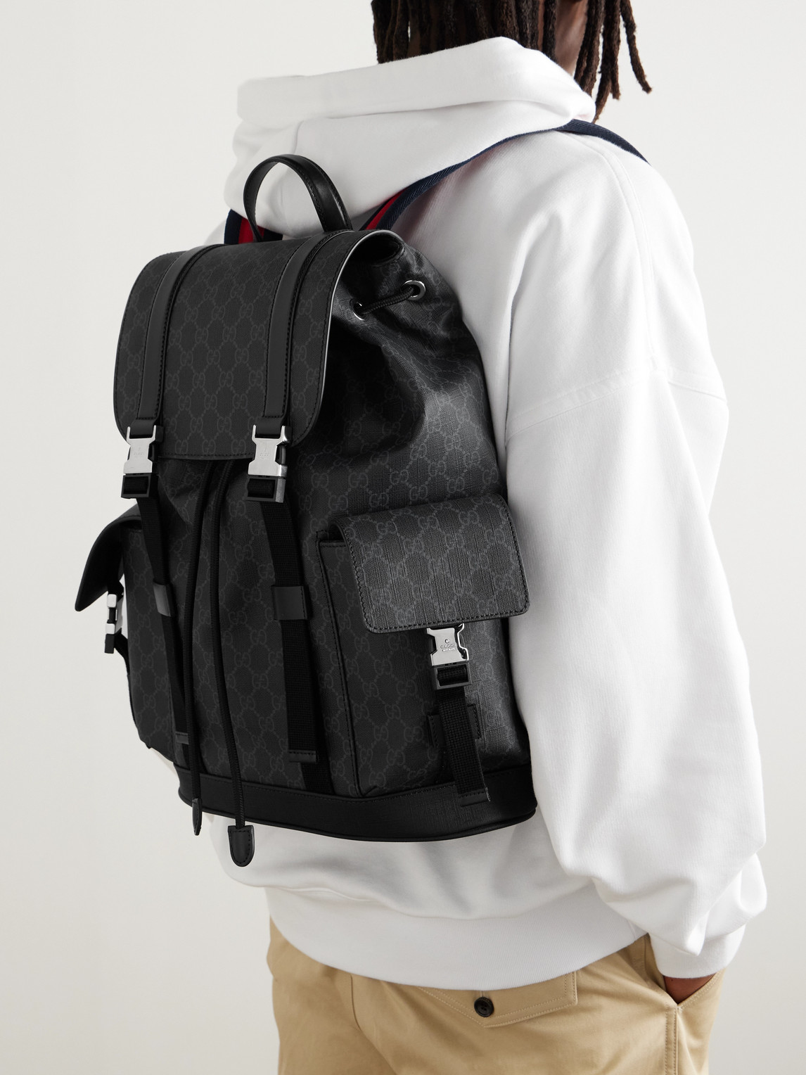 Leather-Trimmed Monogrammed Supreme Coated-Canvas Backpack — 2