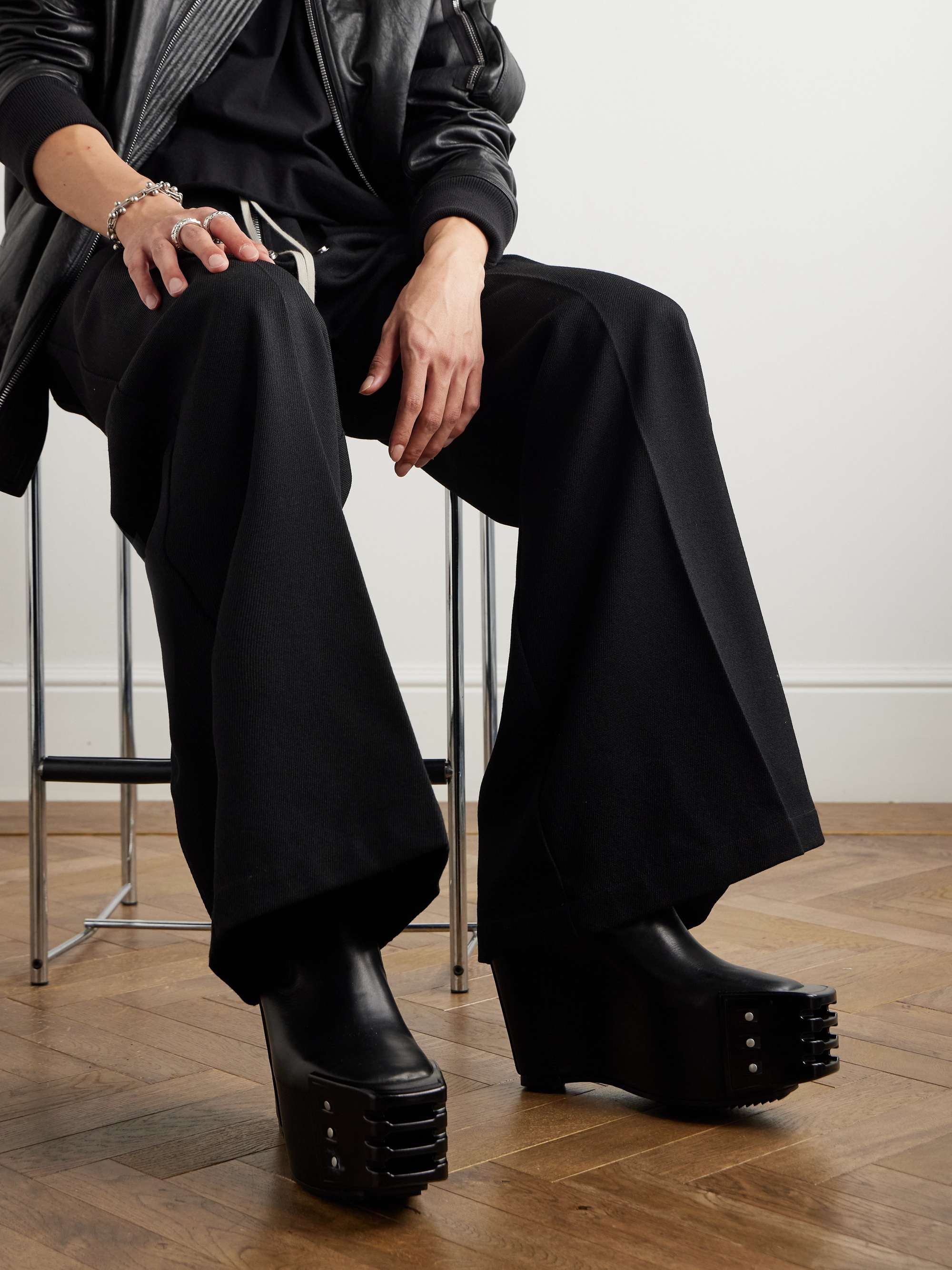 RICK OWENS Grilled Wedge Beatle レザー プラットフォーム チェルシー 
