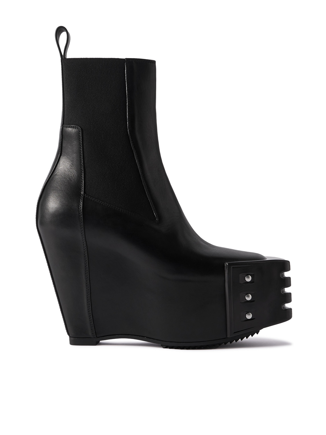 Rick Owens Black Hollywood Grilled Wedge Beatle Chelsea Boots In 09 Black