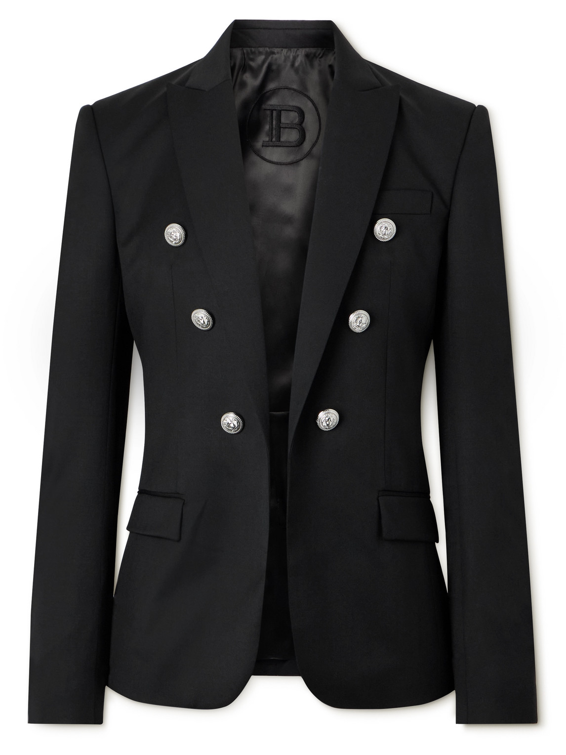 Shop Balmain Slim-fit Wool-twill Blazer In Black