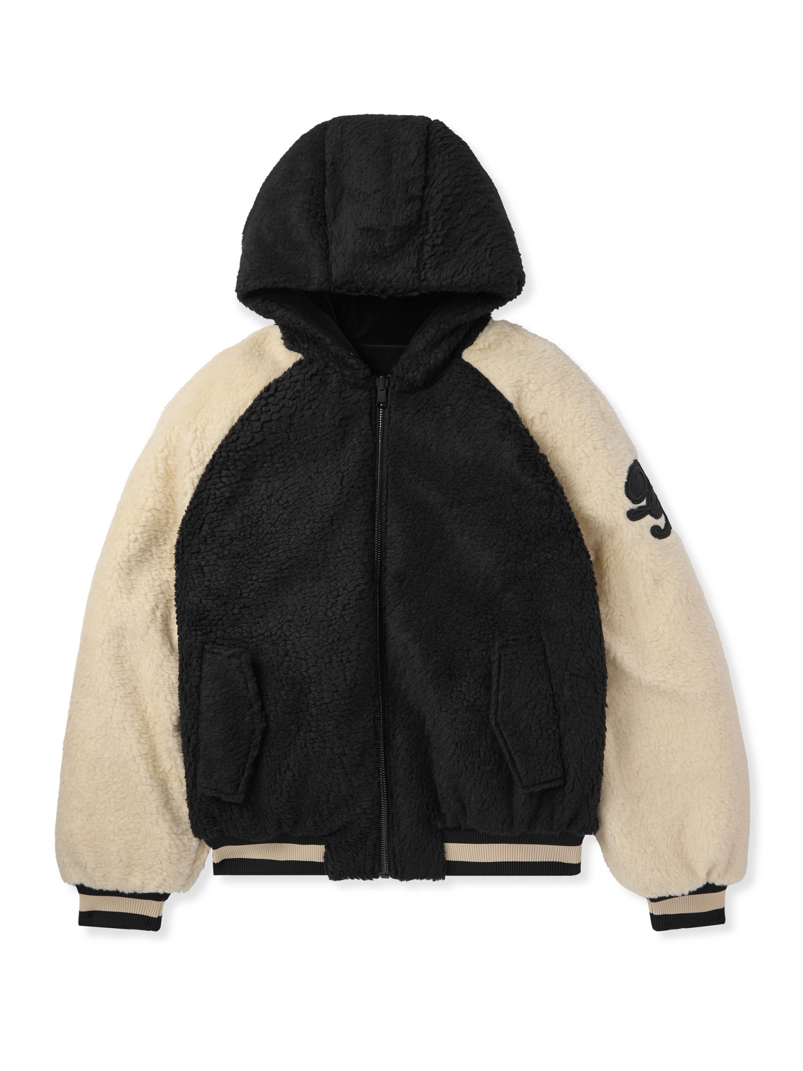 BALMAIN REVERSIBLE PADDED FAUX SHEARLING AND SHELL HOODED JACKET