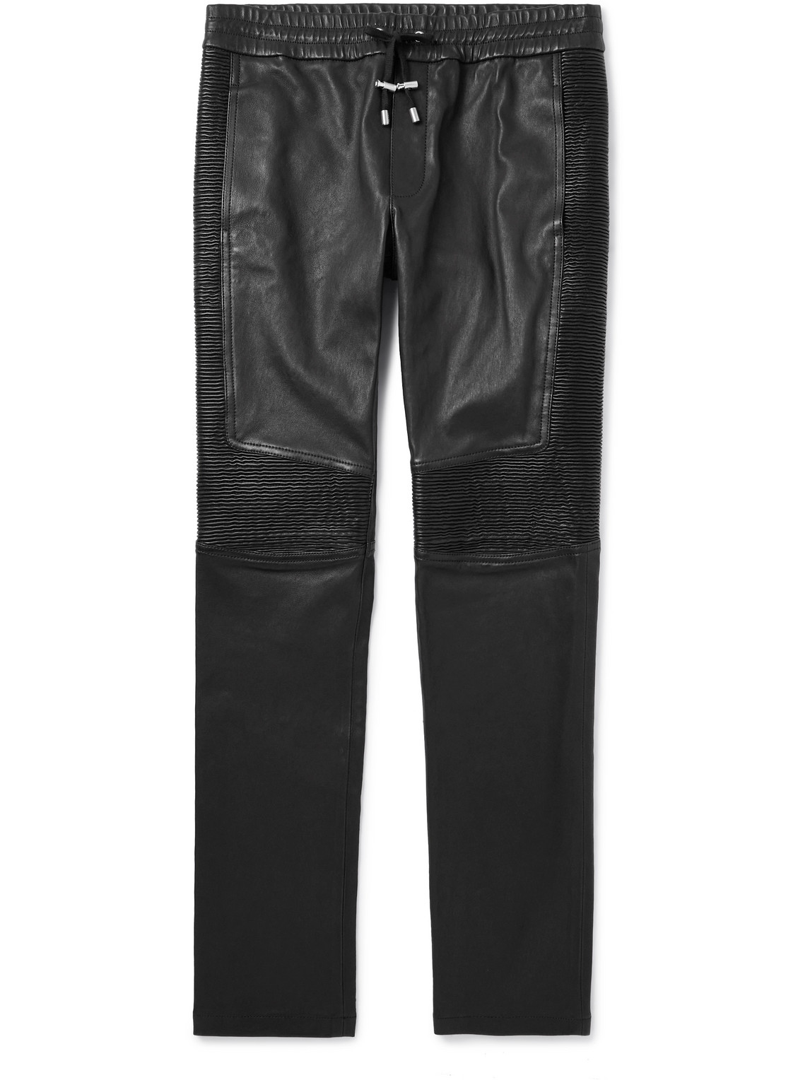 Slim-Fit Panelled Leather Trousers
