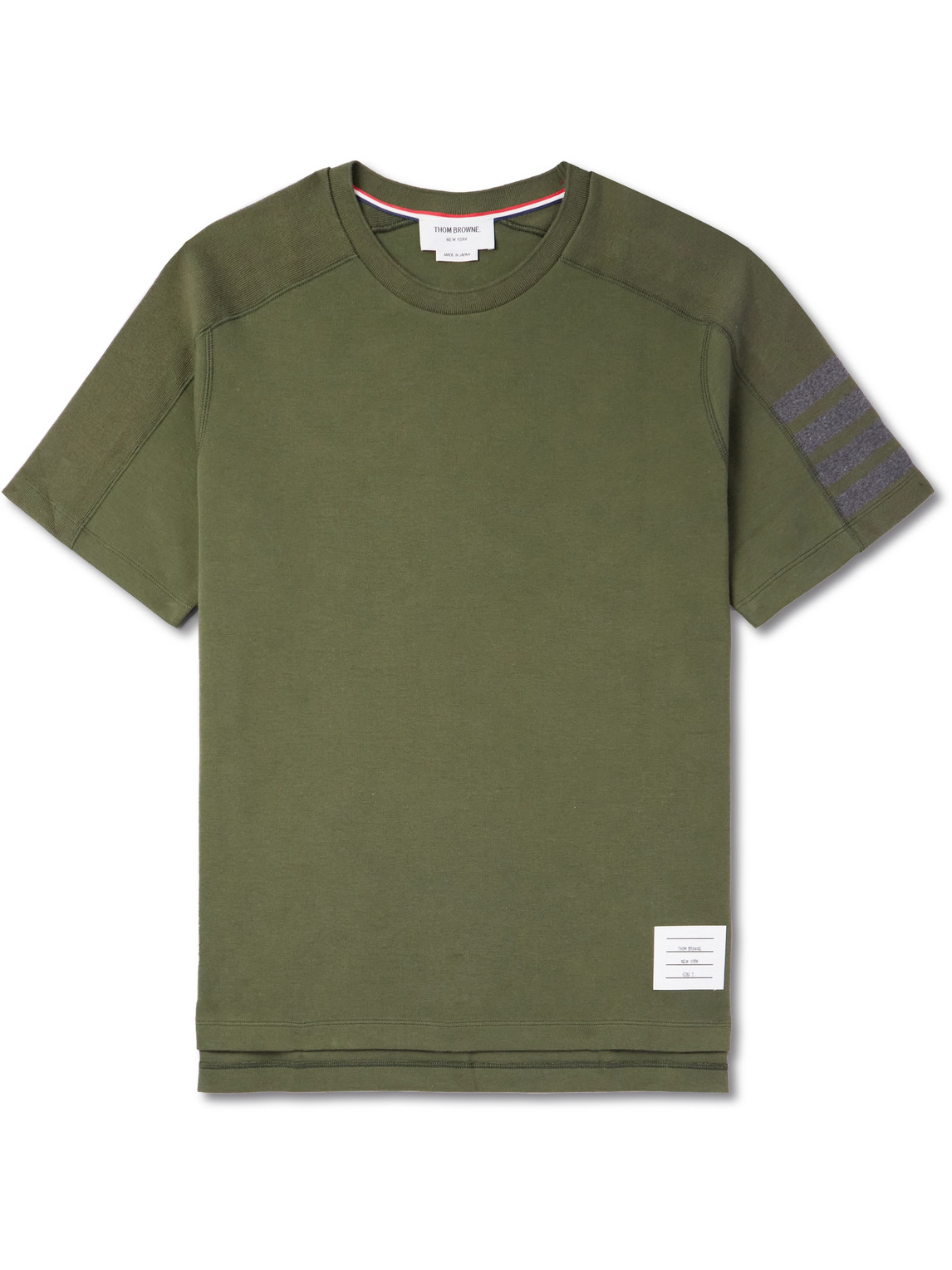 Shop Thom Browne Striped Cotton-jersey T-shirt In Green