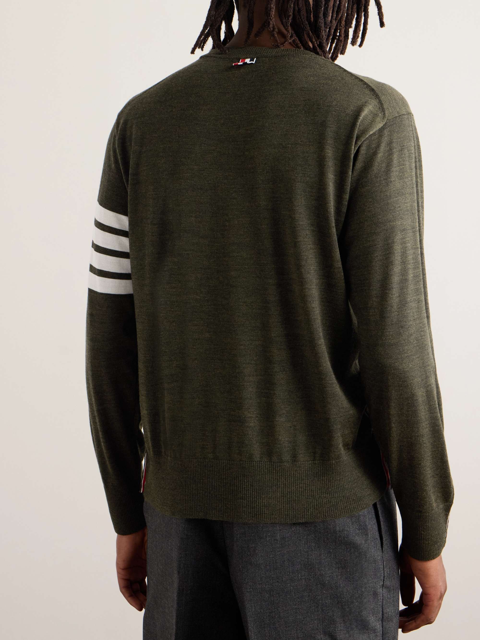 THOM BROWNE Striped Merino Wool Sweater