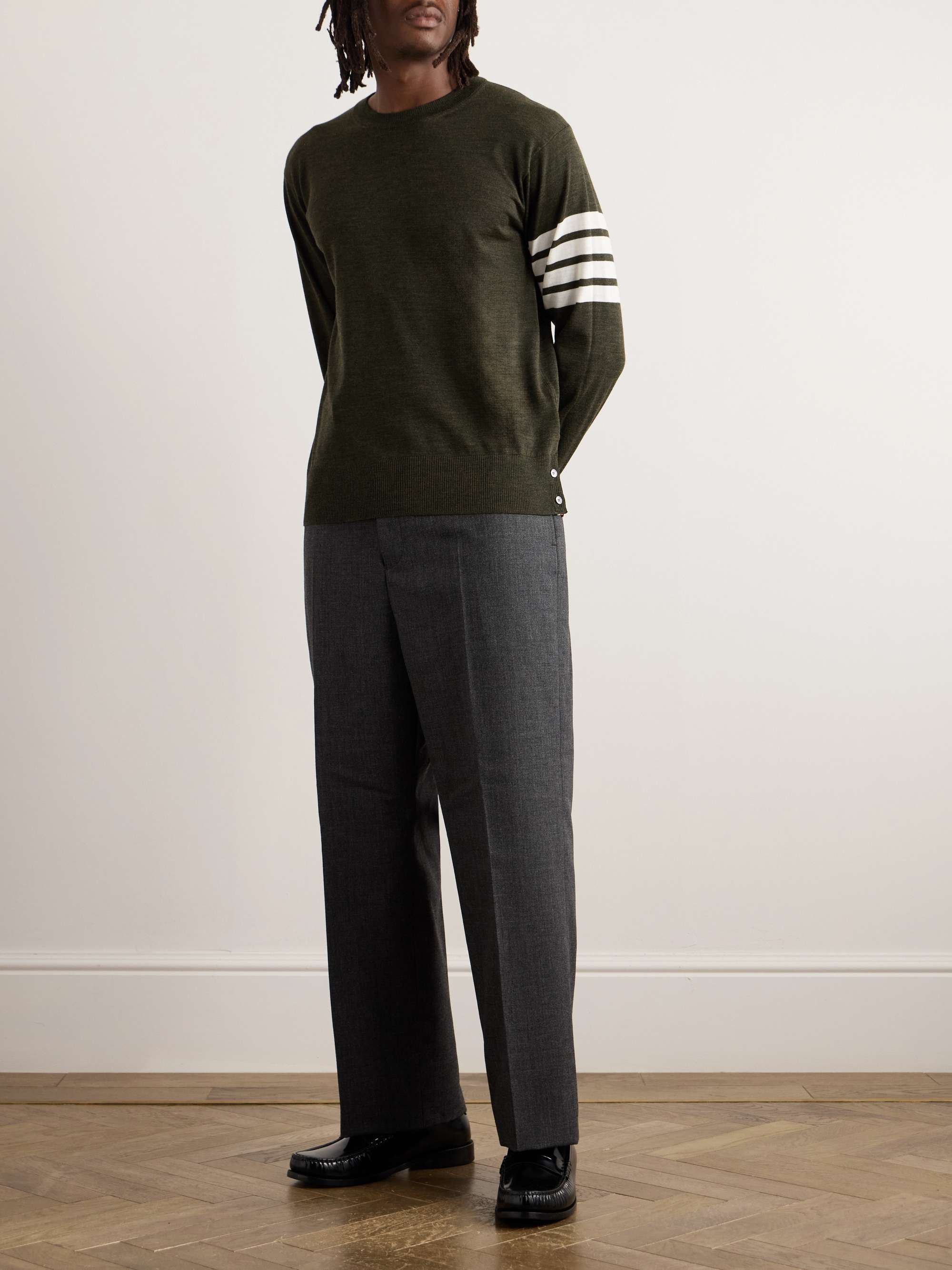 THOM BROWNE Striped Merino Wool Sweater