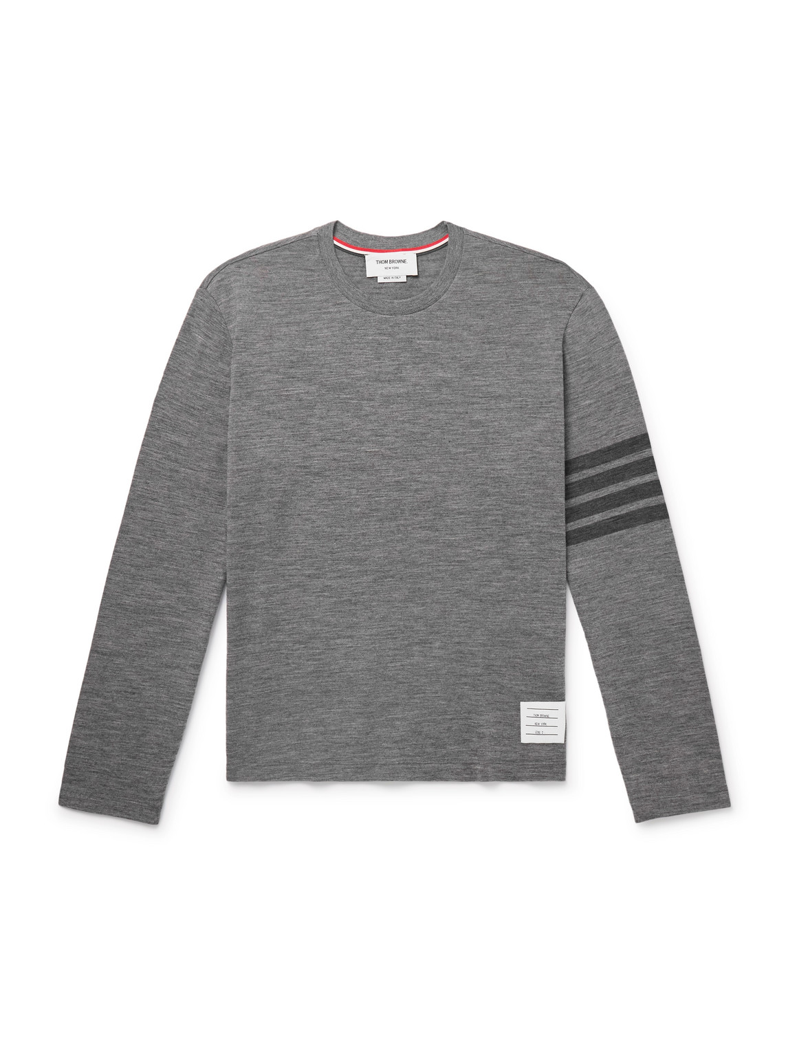 Thom Browne Striped Wool-blend Jersey T-shirt In Gray