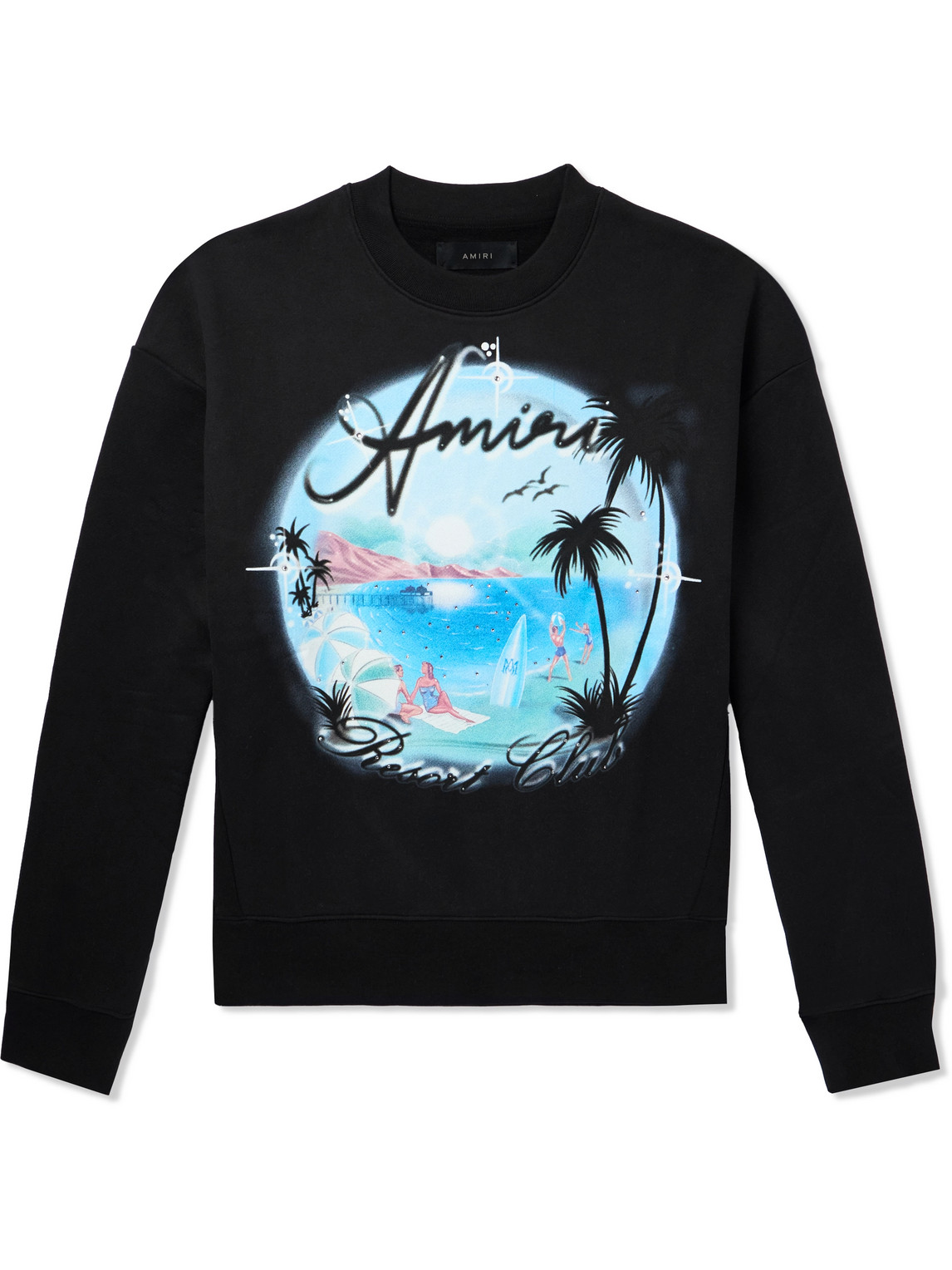 AMIRI - Oversized Crystal-Embellished Printed Cotton-Jersey Sweatshirt - Men - Black - L