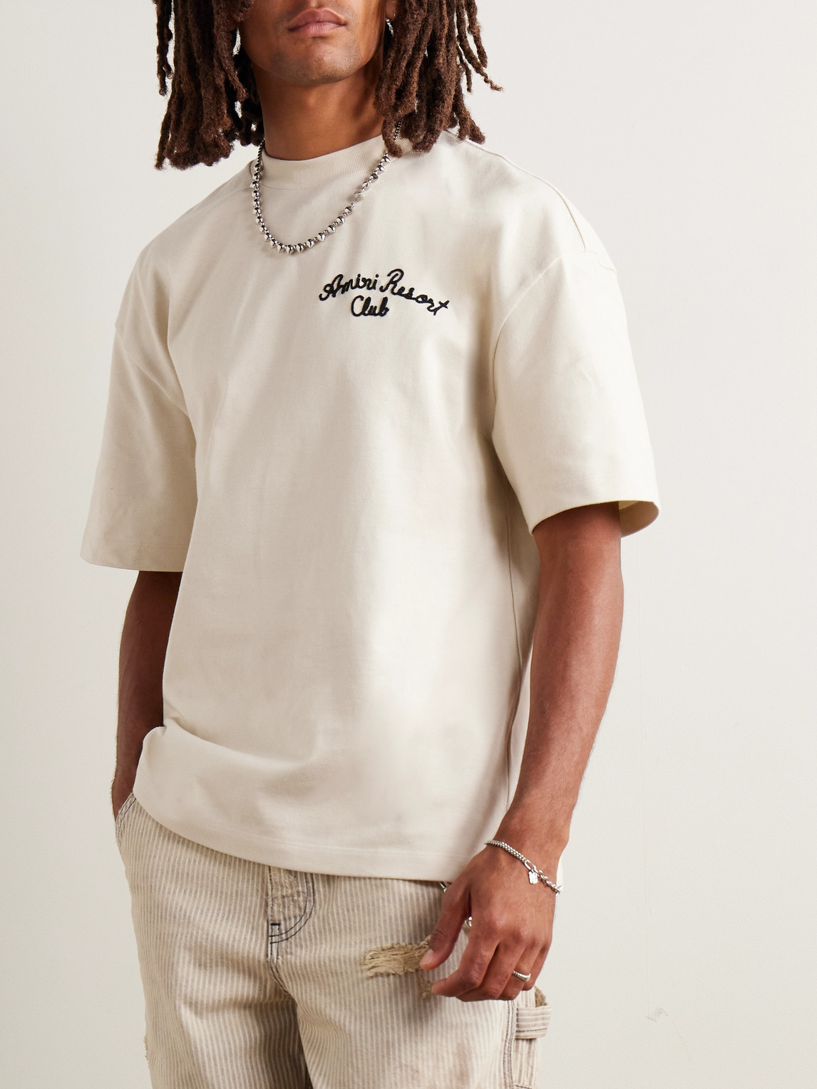 AMIRI - Spirit Oversized Logo-Embroidered Cotton-Jersey T
