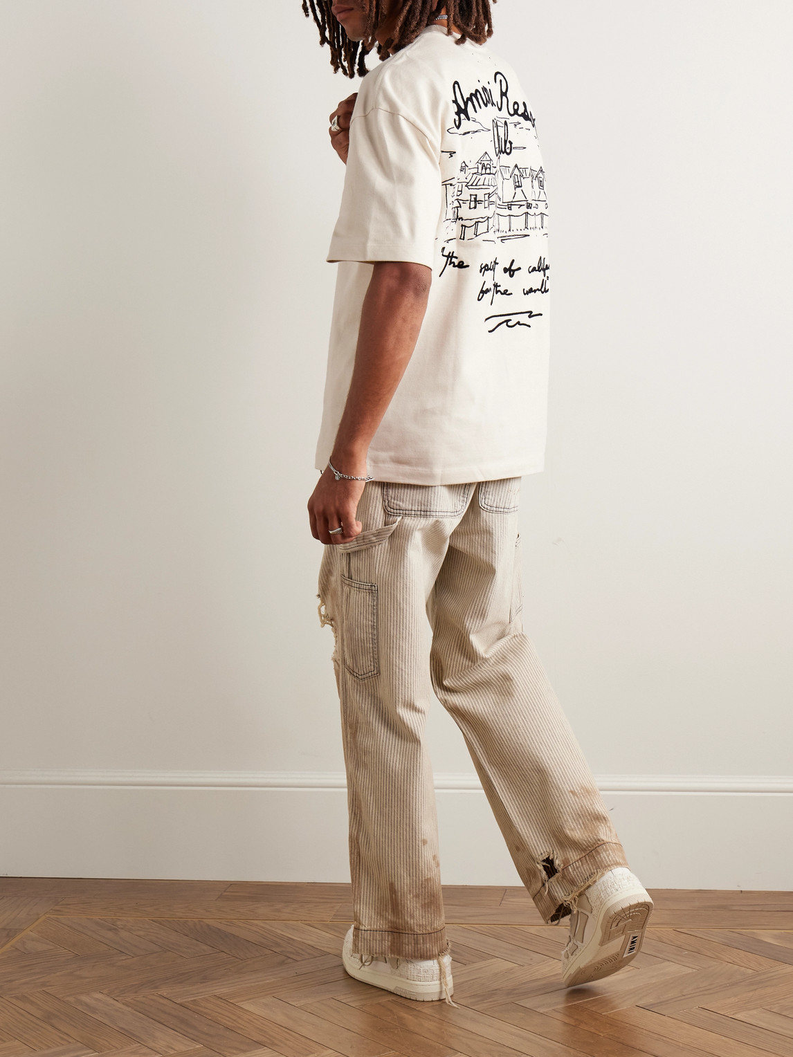 AMIRI - Spirit Oversized Logo-Embroidered Cotton-Jersey T