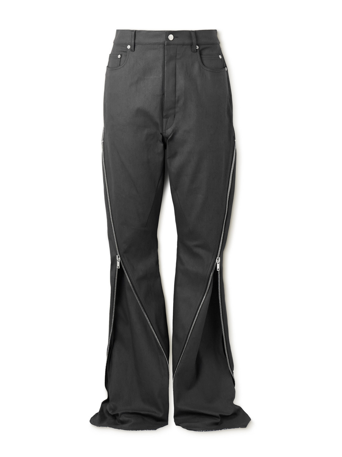 Rick Owens - Bolan Banana Slim-Fit Straight-Leg Zip-Detailed Waxed Jeans - Men - Gray - UK/US 30