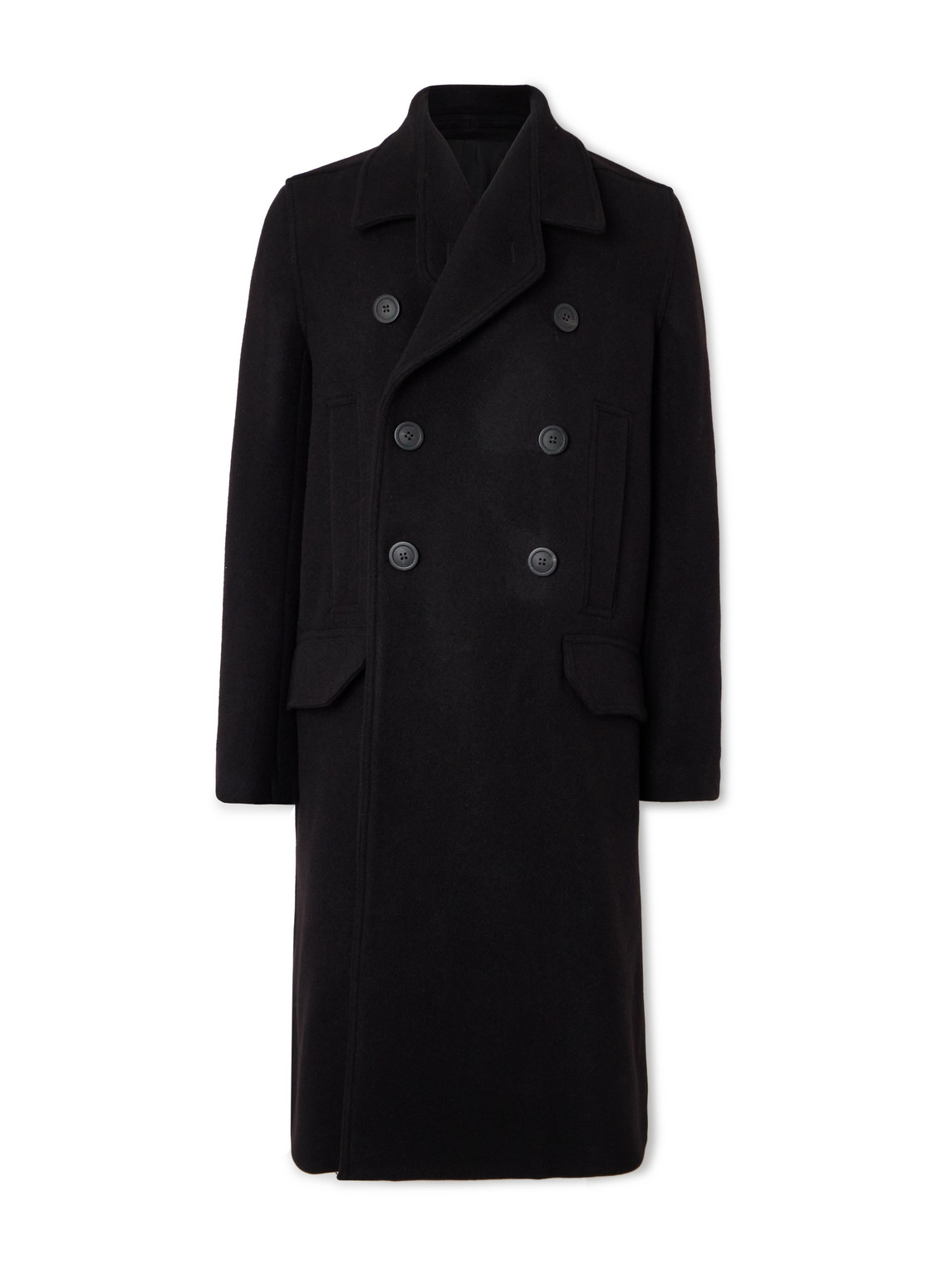 Rick Owens Double-breasted Virgin Wool Coat In Black