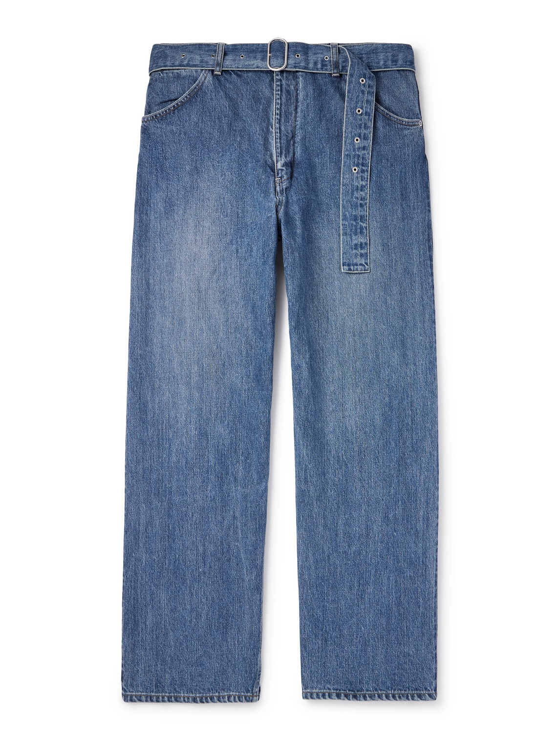 Wide-Leg Belted Jeans