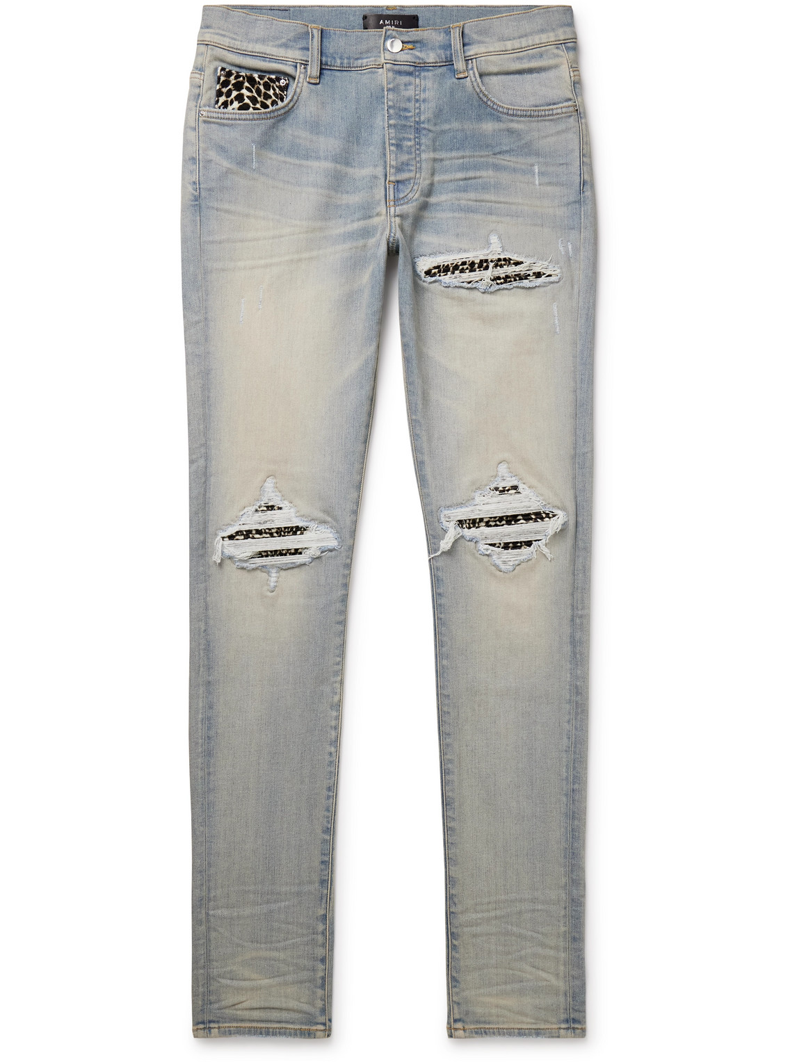 AMIRI - MX1 Skinny-Fit Panelled Distressed Jeans - Men - Blue - UK/US 30