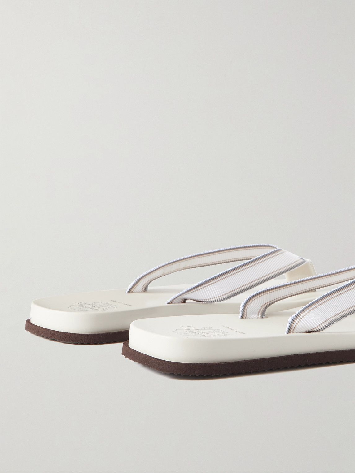 Shop Brunello Cucinelli Pool Grosgrain Flip Flops In White