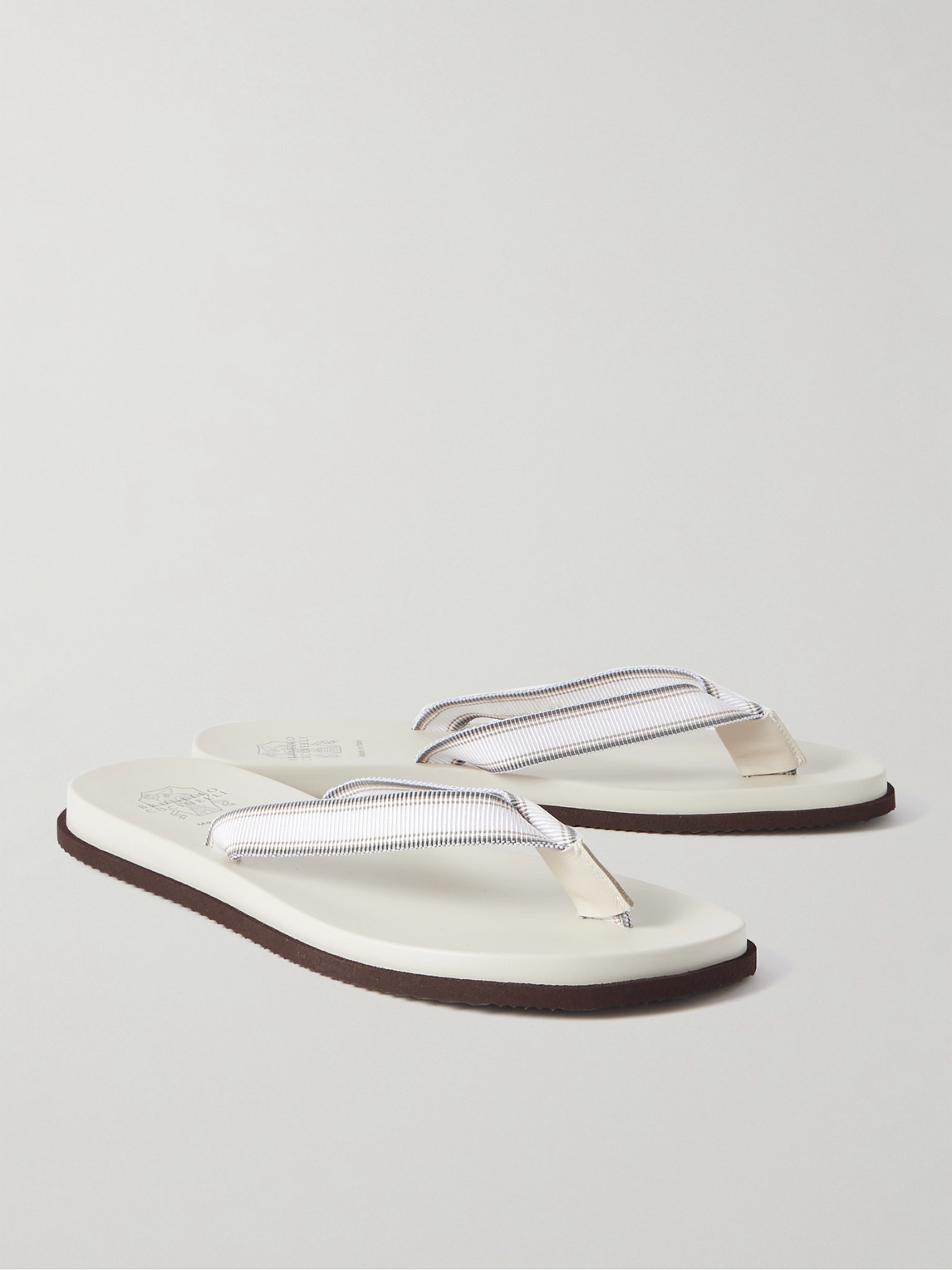 Shop Brunello Cucinelli Pool Grosgrain Flip Flops In White