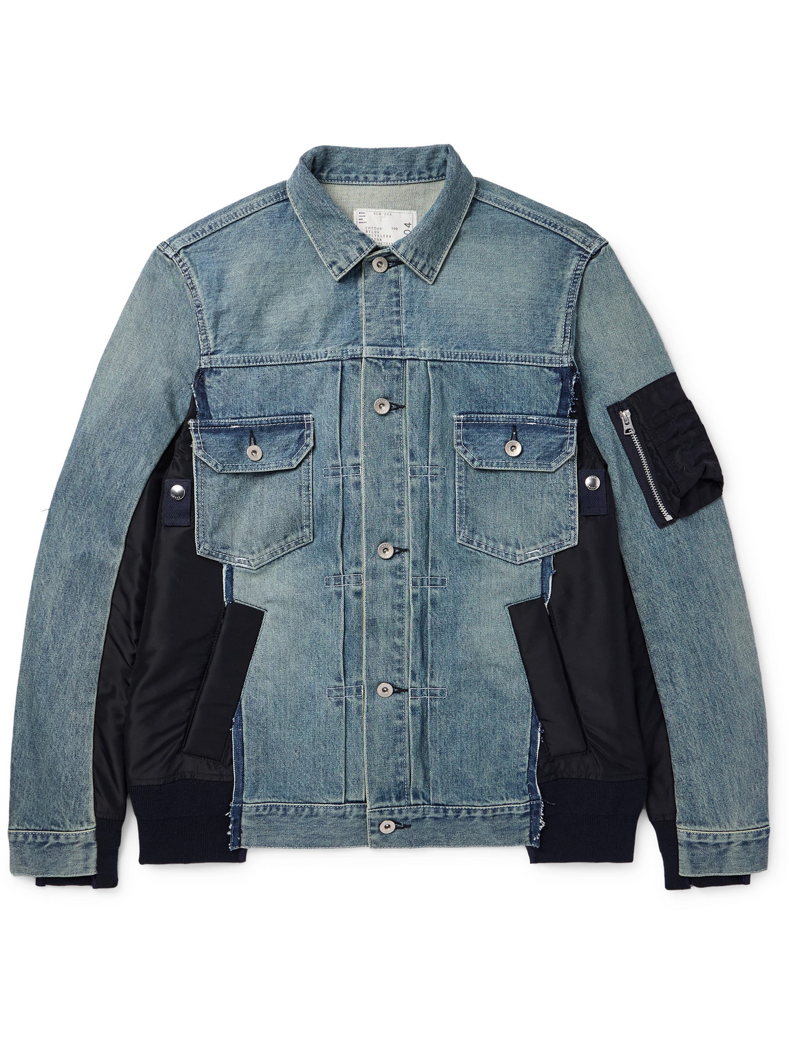 Panelled Denim and Nylon-Twill Jacket