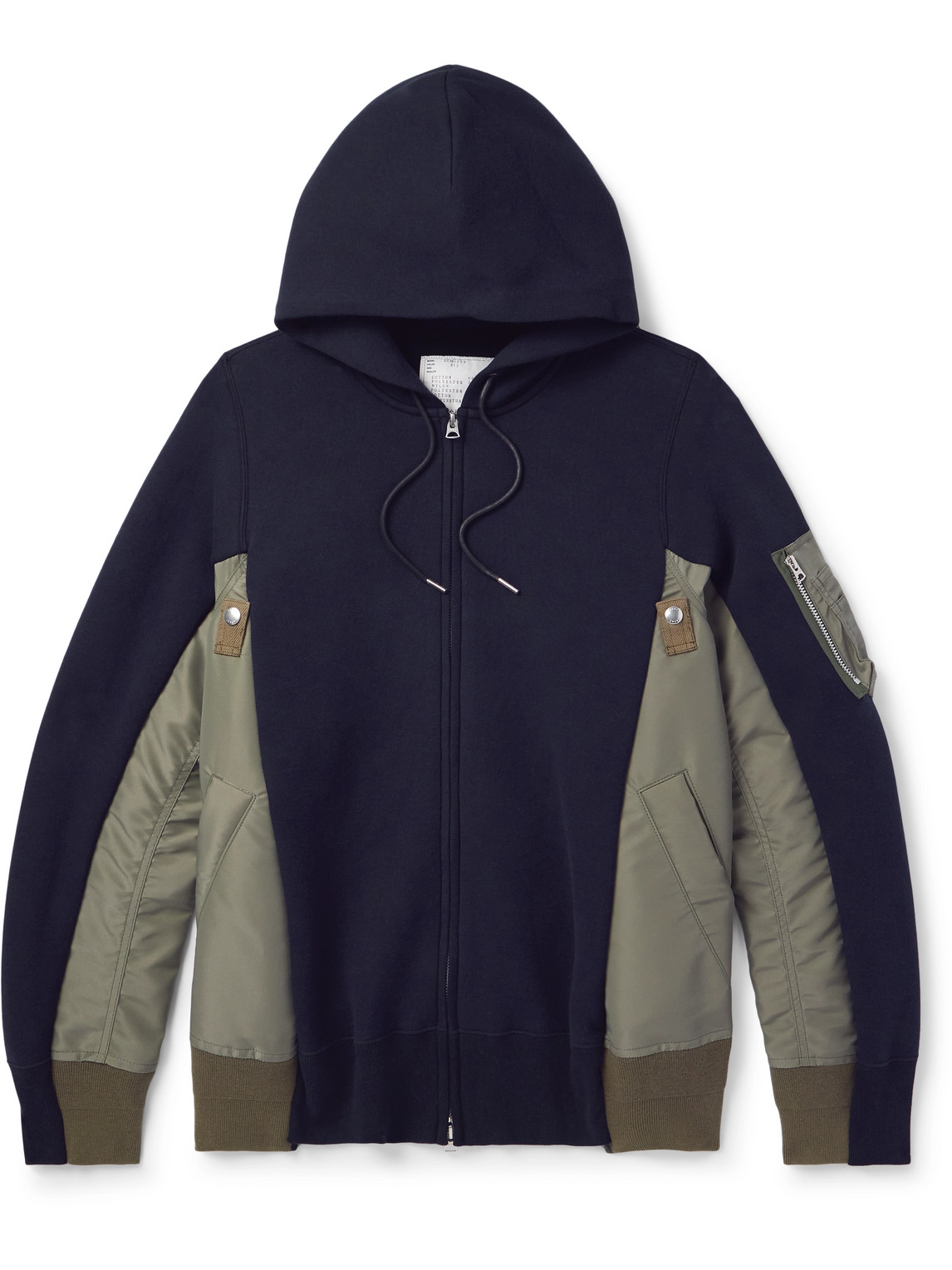 Sacai Sponge Sweat X Nylon Twill Hoodie In Blue