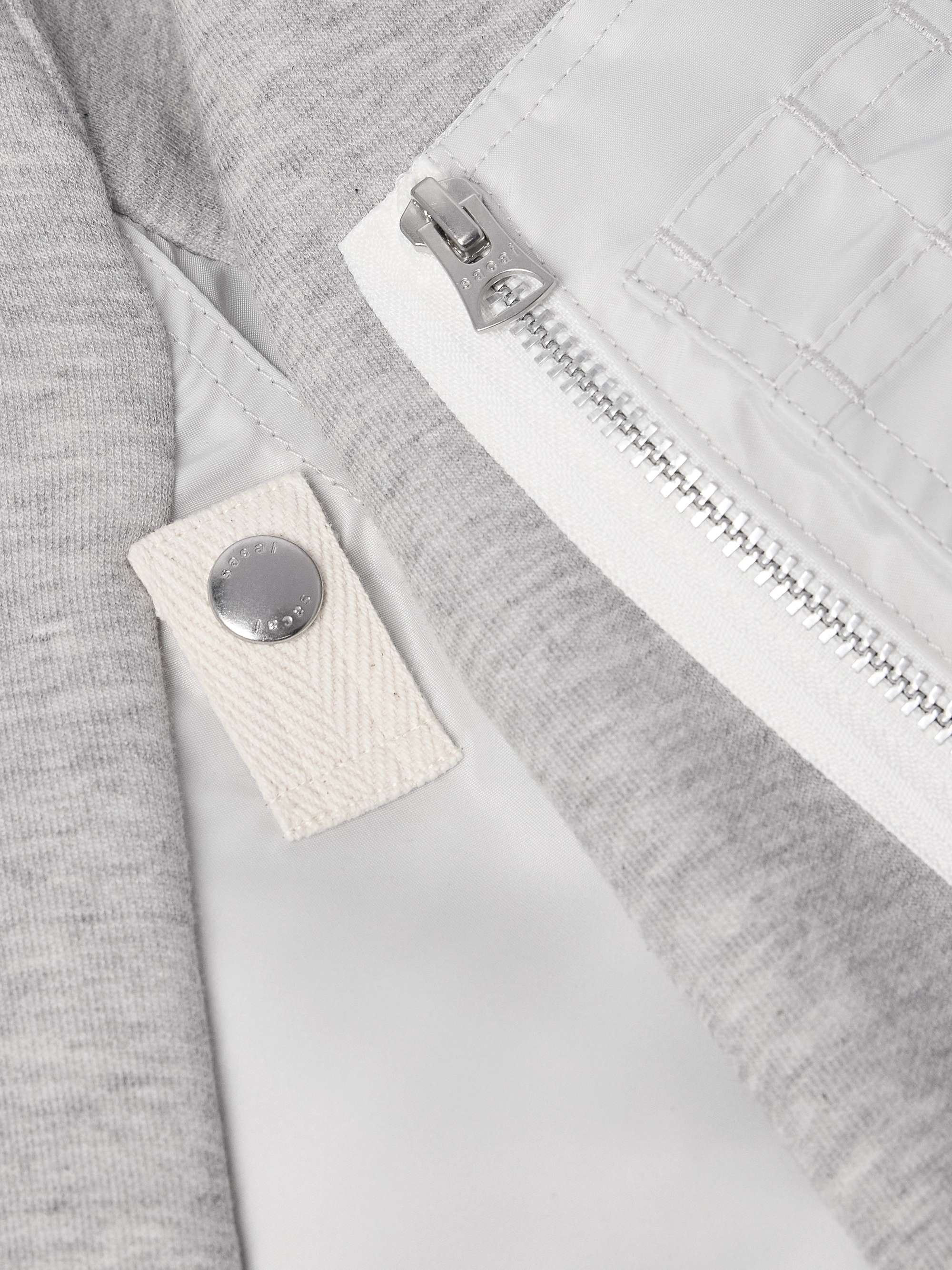 Gray MA-1 Nylon-Trimmed Cotton-Blend Jersey Zip-Up Hoodie Gray MA-1 Nylon-Trimmed Cotton-Blend Jersey Zip-Up Hoodie