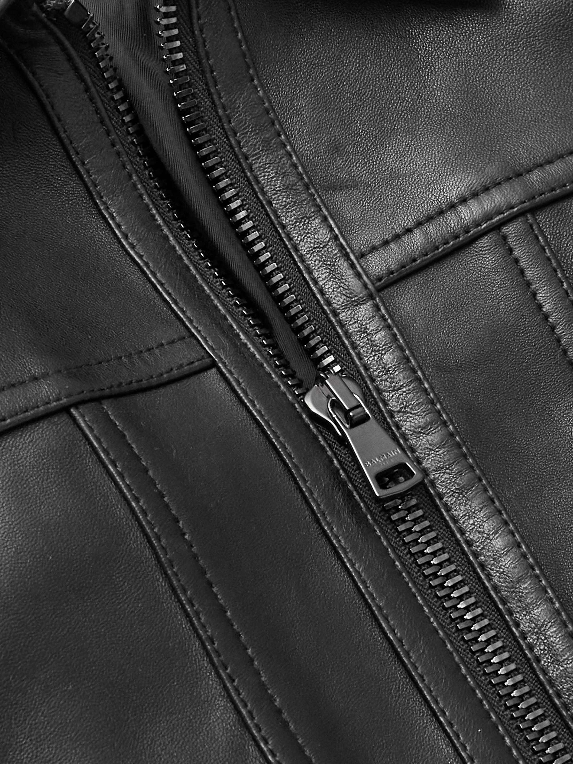 Leather jacket Balmain Black size 6 US in Leather - 26770879