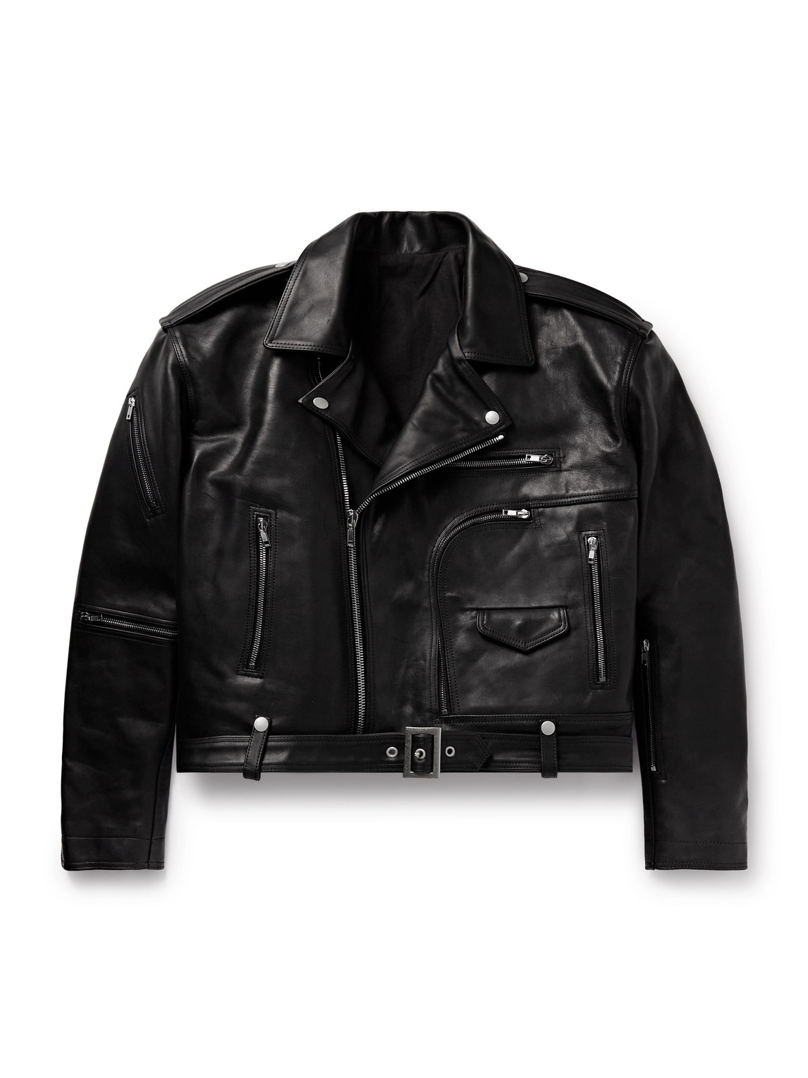 Cropped Mens Leather Jacket Tidus Cropped Biker Jacket Black – The