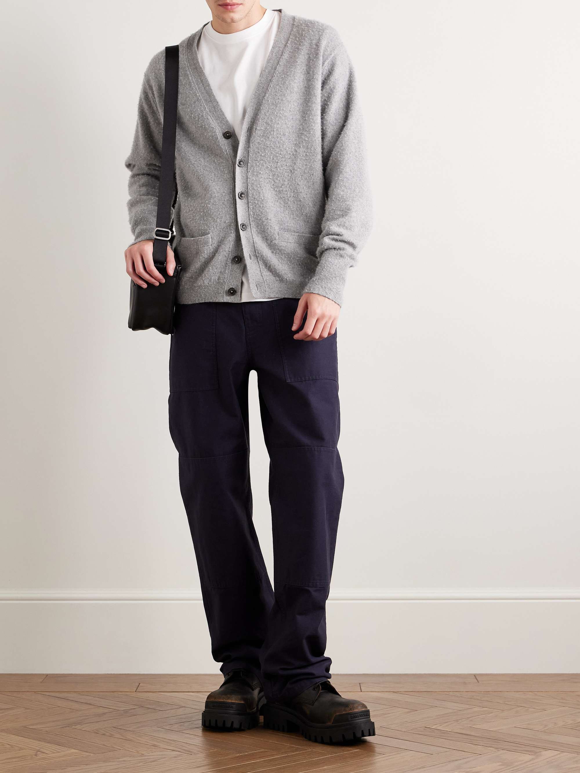 MAISON MARGIELA Brushed-Cashmere and Cotton-Blend Cardigan MAISON MARGIELA Brushed-Cashmere and Cotton-Blend Cardigan