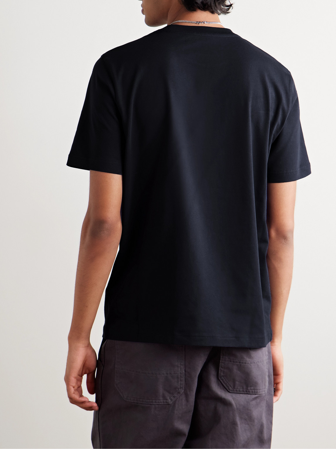 Moncler Logo-appliquéd Printed Cotton-jersey T-shirt In Blue