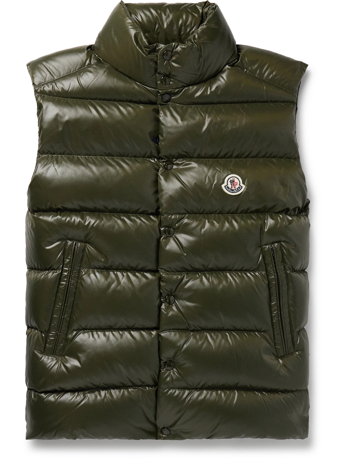 Moncler Tibb Logo-appliquéd Quilted Nylon Down Gilet In Green