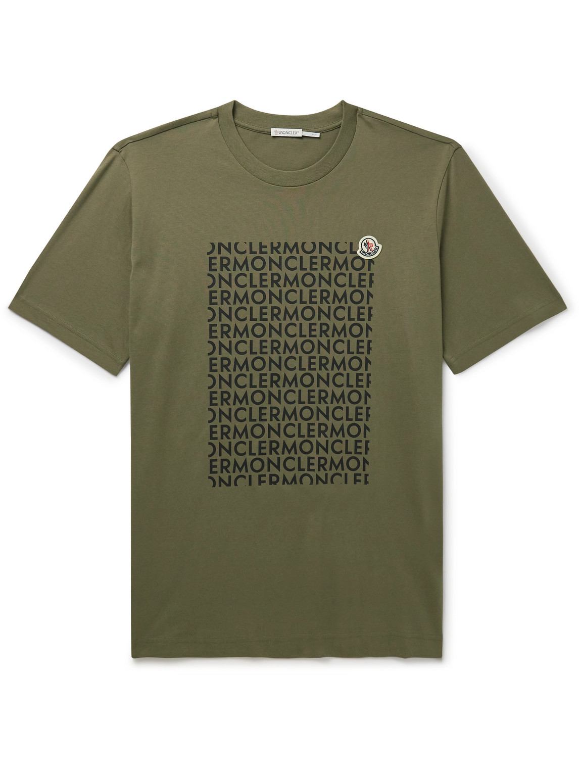 Moncler Text Print Logo T Shirt In Green
