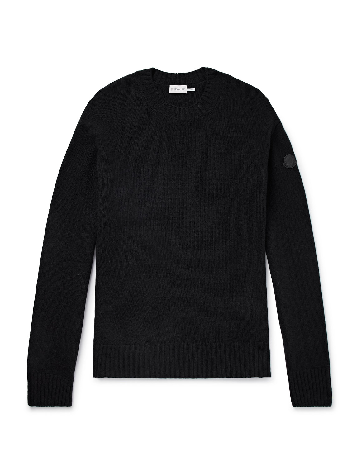 Moncler Logo-appliquéd Virgin Wool And Cashmere-blend Sweater In Black