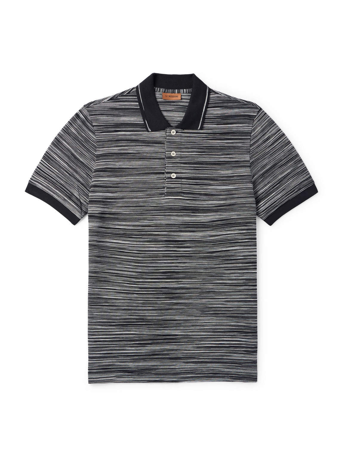 Missoni Space Dyed Striped Cotton Polo Shirt In Black
