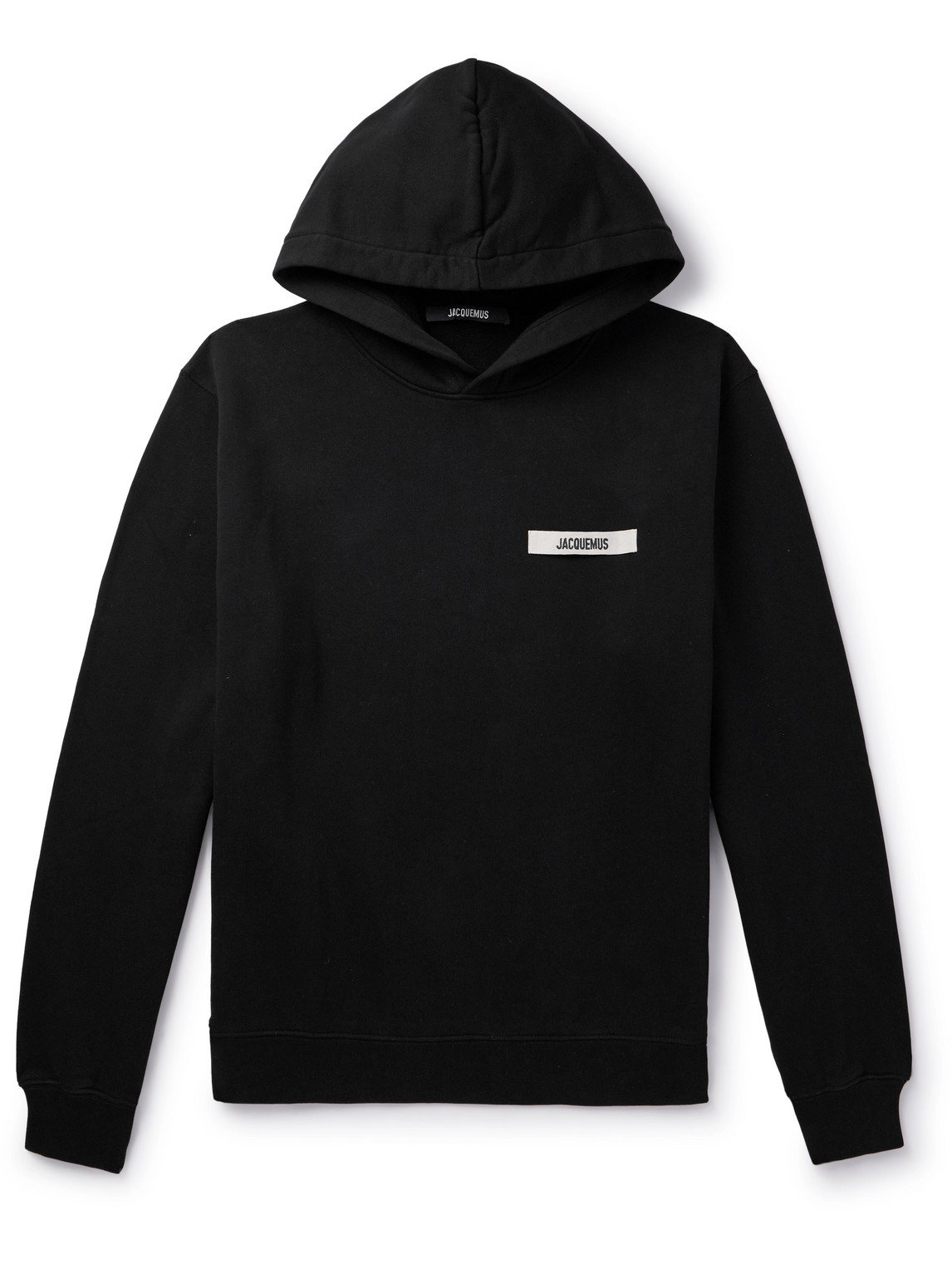 Shop Jacquemus Logo-appliquéd Cotton-jersey Hoodie In Black